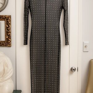 SEXY BLACK MESH DRESS IS COVERED 
/PEARLS & TINY RHINESTONES 
SHE IS SO PRETTY~